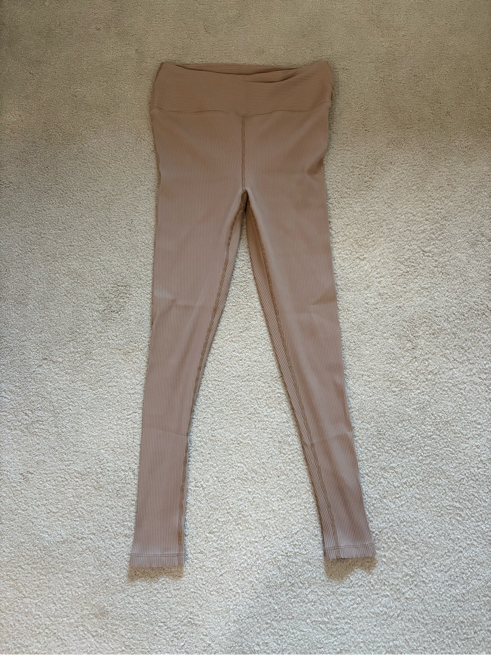 Year of Ours Kids Ribbed High-Waist Leggings in Taupe